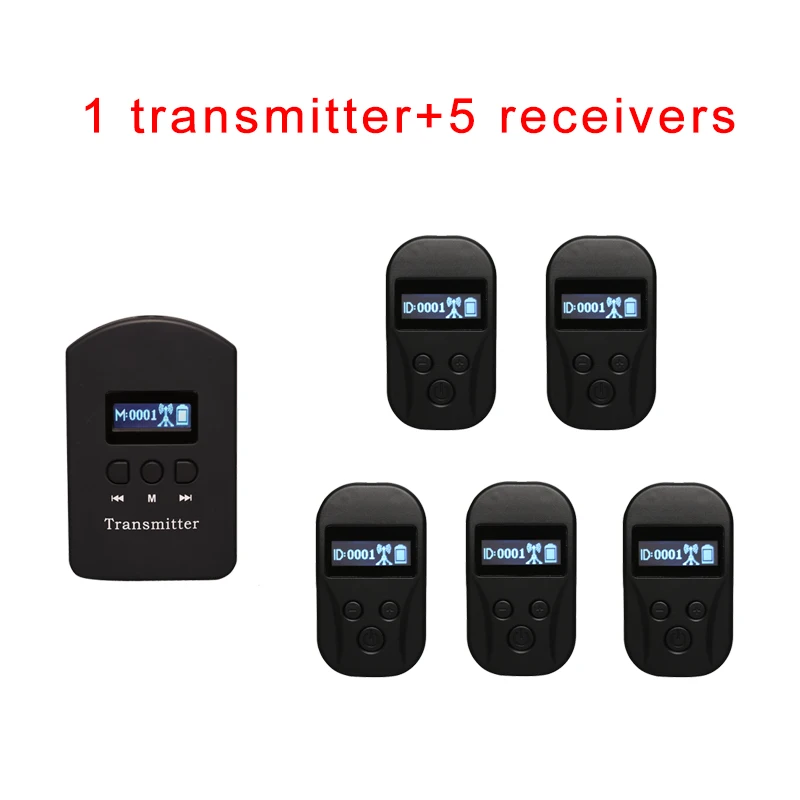 Wireless Tour Guide System ( 1 Transmitter + 5 Receivers ) / Wireless Audio Guide device / Wireless Walkie Talkie System
Wireless Tour Guide System ( 1 Transmitter + 5 Receivers ) / Wireless Audio Guide device / Wireless Walkie Talkie System