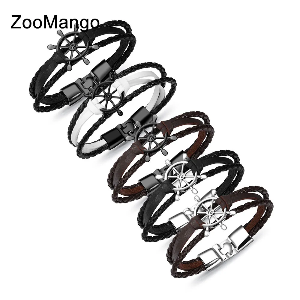 ZooMango Fashion Stainless Steel Sailor Wrap Bracelet For Man Multilayer Leather Rudder Bracelet Bangle Handmade Jewelry OPH1257
ZooMango Fashion Stainless Steel Sailor Wrap Bracelet For Man Multilayer Leather Rudder Bracelet Bangle Handmade Jewelry OPH1257