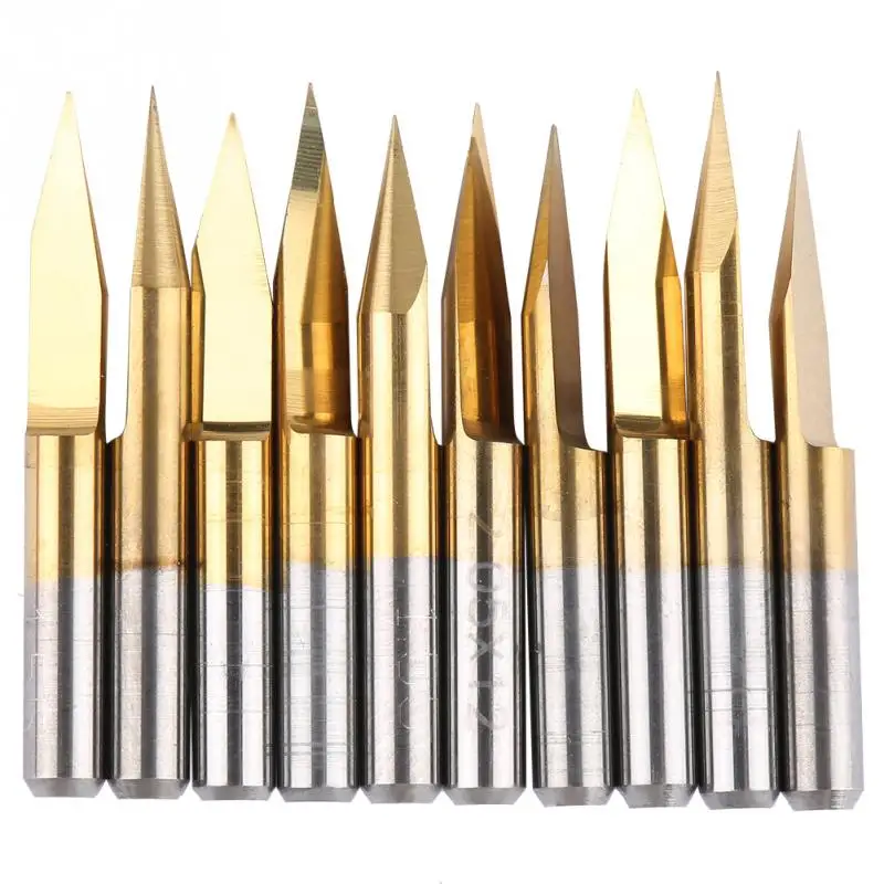 10pcs/Lot 3.175mm Titanium Coated Tungsten Steel Engraving CNC Cutter Bit Carving Tool
10pcs/Lot 3.175mm Titanium Coated Tungsten Steel Engraving CNC Cutter Bit Carving Tool