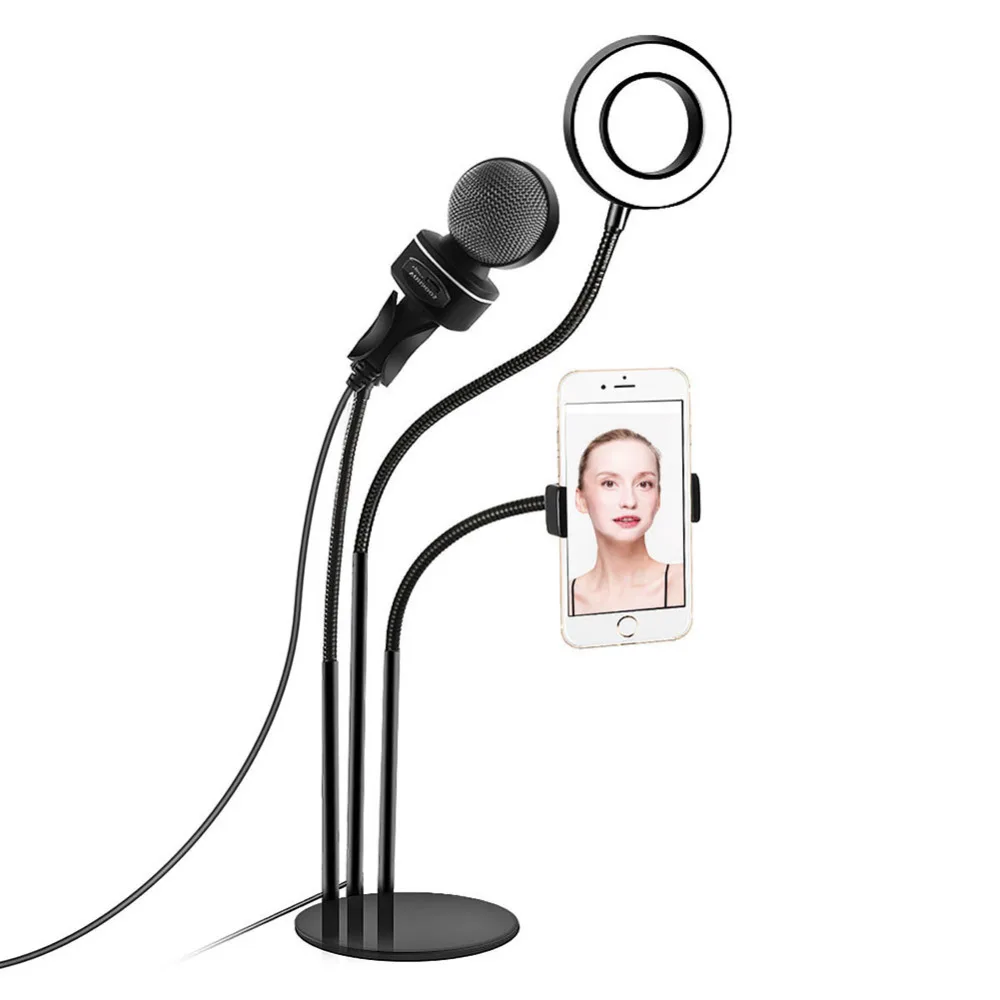 

3 in1 Selfie Ring Light with Cellphone Stand & Microphone Holder for Live Stream #267616