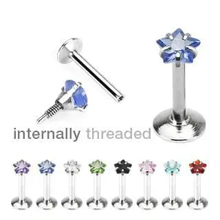 Internal Threaded CZ Star Prong Set Monroe Labret 1.2*8*3mm Lip Ring Mixed Colors Body Jewelry
Internal Threaded CZ Star Prong Set Monroe Labret 1.2*8*3mm Lip Ring Mixed Colors Body Jewelry