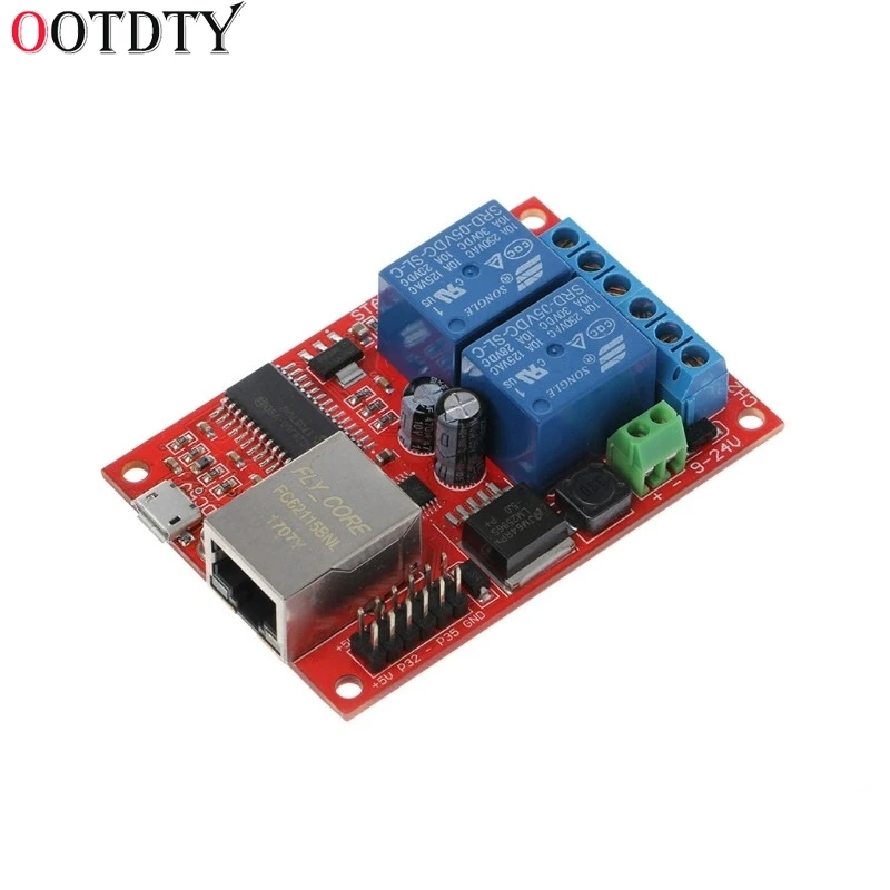 OOTDTY LAN Ethernet 2 Way Relay Board Delay Switch TCP/UDP Controller Module WEB Server
OOTDTY LAN Ethernet 2 Way Relay Board Delay Switch TCP/UDP Controller Module WEB Server