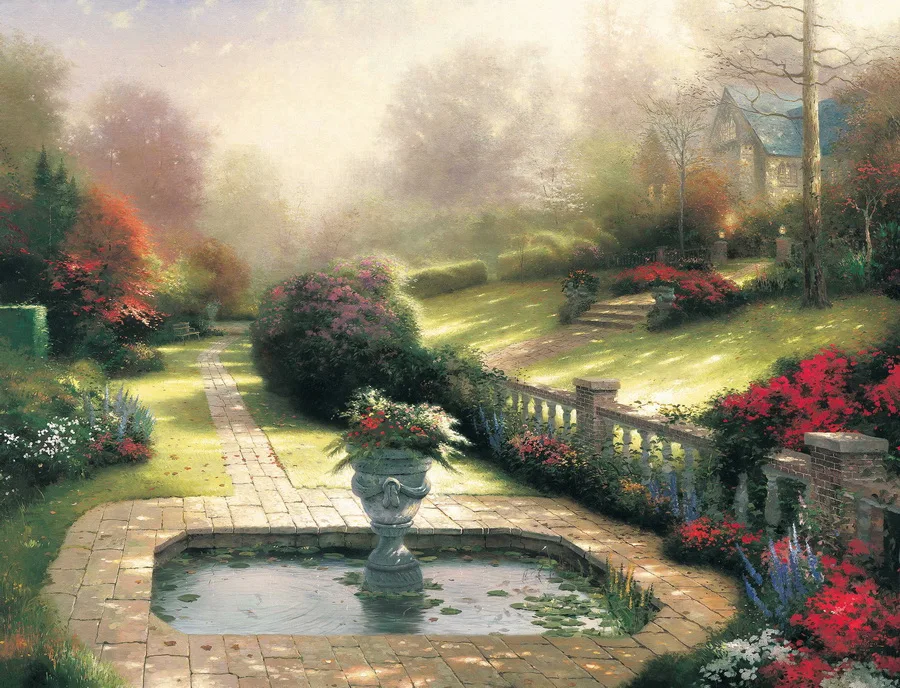 Paintings Thomas Kinkade Gardens Beyond Autumn Gate Modern Abstract Oil Painting Canvas Wall Art Blue Items | Дом и сад