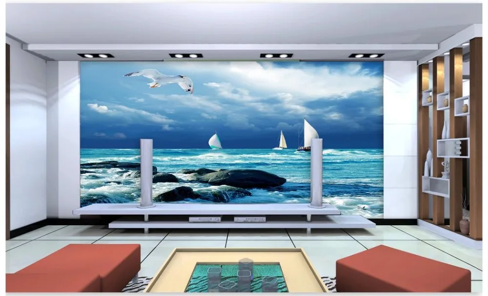 Фото Индивидуальные 3d фото обои настенные фрески росписи морской пейзаж Море | Обои (32865986428)