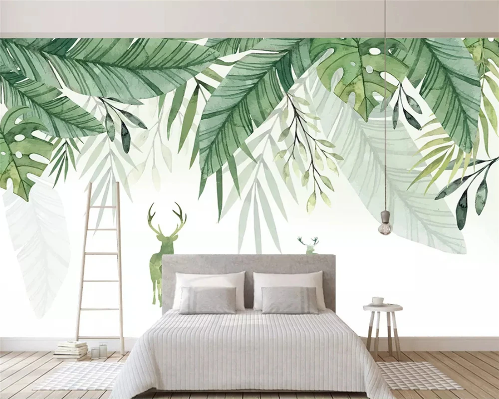 Beibehang Custom Any Size 3D Wall Mural Wallpaper Small fresh elk green leaves watercolor background wall wallpaper for walls 3d
Beibehang Custom Any Size 3D Wall Mural Wallpaper Small fresh elk green leaves watercolor background wall wallpaper for walls 3d