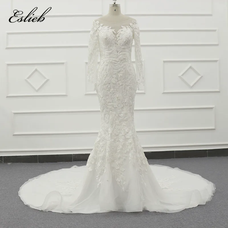 Luxury Wedding Dress Bridal Gown Latest Designs 3D Flower Glitter Tulle Wedding Gowns With Long Sleeves Mermaid style SJ018
Luxury Wedding Dress Bridal Gown Latest Designs 3D Flower Glitter Tulle Wedding Gowns With Long Sleeves Mermaid style SJ018