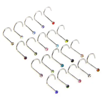 20pcs/set Stainless Steel Crystal Rhinestone Nose Studs Hooks Bar Body Piercing Jewelry For Women Hot Sale
20pcs/set Stainless Steel Crystal Rhinestone Nose Studs Hooks Bar Body Piercing Jewelry For Women Hot Sale