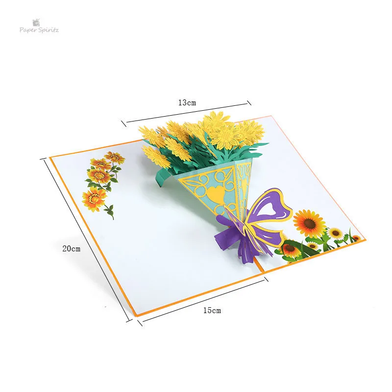 PAPER SPIRITZ Sun flower bouquet laser paper pop up card with envelope blank invitations greeting gift cards wedding invitation
PAPER SPIRITZ Sun flower bouquet laser paper pop up card with envelope blank invitations greeting gift cards wedding invitation