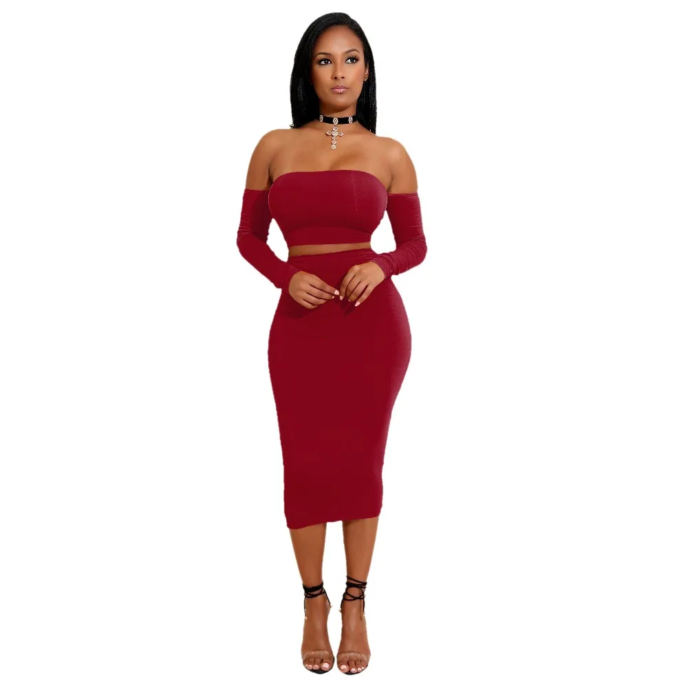 Spring Women Sexy Off Shoulder Lace Up 2 Piece Set Dress Solid Long Sleeve Package Hip Sheath Night Club Dress Bodycon Vestidos
Spring Women Sexy Off Shoulder Lace Up 2 Piece Set Dress Solid Long Sleeve Package Hip Sheath Night Club Dress Bodycon Vestidos