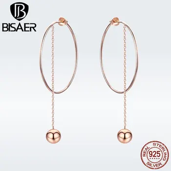 BISAER 925 Sterling Silver Minimalist Round Big Circle and Ball Drop Earrings for Women Rose Gold Color Fahion Jewelry GXE569
BISAER 925 Sterling Silver Minimalist Round Big Circle and Ball Drop Earrings for Women Rose Gold Color Fahion Jewelry GXE569