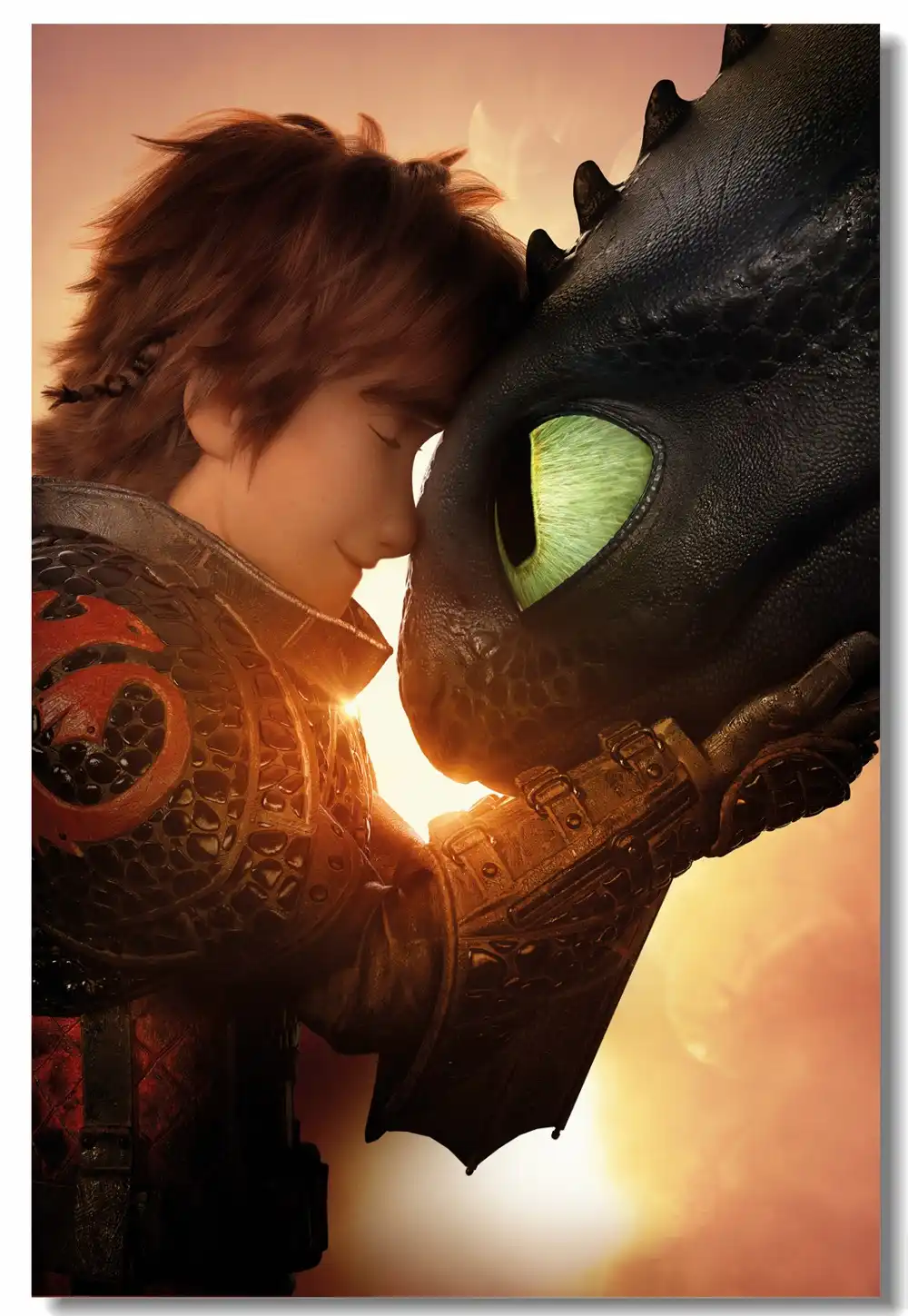 カスタムキャンバス壁画あなたのドラゴン 3 ポスターナイトフューリーヒカップ ステッカー Httyd 壁紙キッズルームのインテリア 0857 Gooum