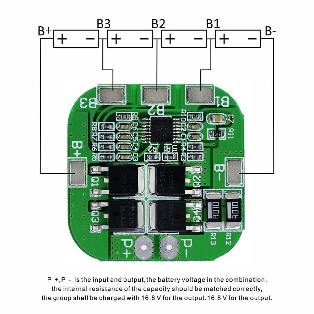 4S 14.8V / 16.8V 20A Peak Li-ion BMS PCM Battery Protection Board BMS PCM for Lithium LicoO2 Limn2O4 18650 LI Battery
4S 14.8V / 16.8V 20A Peak Li-ion BMS PCM Battery Protection Board BMS PCM for Lithium LicoO2 Limn2O4 18650 LI Battery