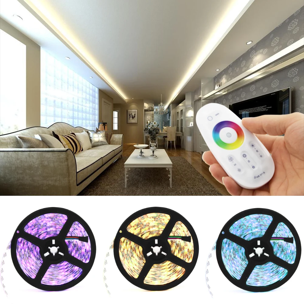 5M 5050 LED Strip Light Tape DC 12V RGB RGB+W RGB+WW Flexible LED String Ribbon 60LEDs/M + RF Touch Controller + Power Adapter
5M 5050 LED Strip Light Tape DC 12V RGB RGB+W RGB+WW Flexible LED String Ribbon 60LEDs/M + RF Touch Controller + Power Adapter