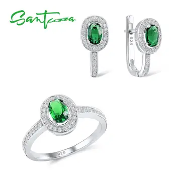 SANTUZZA Jewelry Sets for Women Bridal Oval Green CZ Stones Jewelry Set Earrings Ring 925 Sterling Silver Fashion Jewelry Set
SANTUZZA Jewelry Sets for Women Bridal Oval Green CZ Stones Jewelry Set Earrings Ring 925 Sterling Silver Fashion Jewelry Set