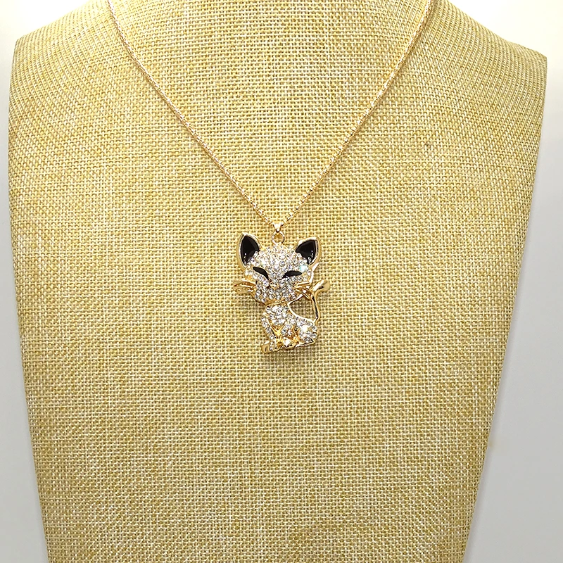 Women's Golden Kitten Necklace Alloy Rhinestone Drop Eco Paint Necklace Fashion Dress Sweater Pendant Popcorn Chain
Women's Golden Kitten Necklace Alloy Rhinestone Drop Eco Paint Necklace Fashion Dress Sweater Pendant Popcorn Chain