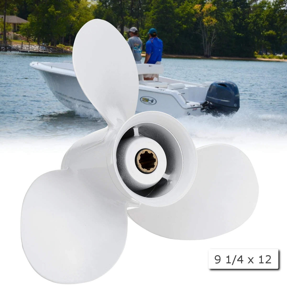 683-45941-00-EL 9 1/4 x 12 Boat Outboard Propeller For Yamaha 9.9-15HP Aluminum 8 Spline Tooths Diameter 235mm White 3 Blades
683-45941-00-EL 9 1/4 x 12 Boat Outboard Propeller For Yamaha 9.9-15HP Aluminum 8 Spline Tooths Diameter 235mm White 3 Blades