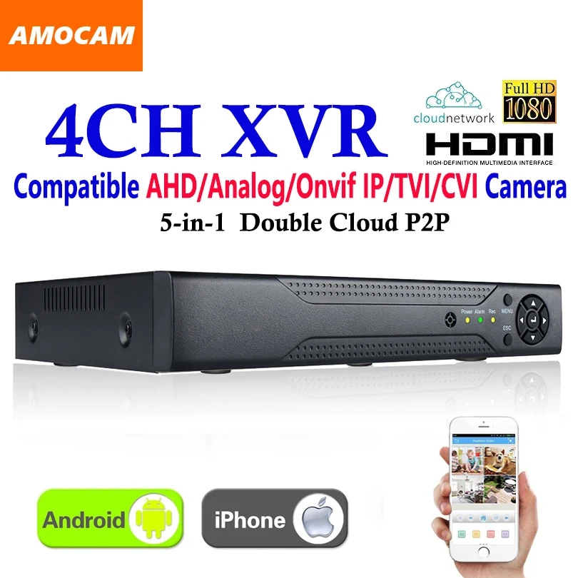 Видеорегистратор XVR 4 канала HD 1080P поддержка AHD/Analog/Onvif IP/TVI/CVI | Безопасность и