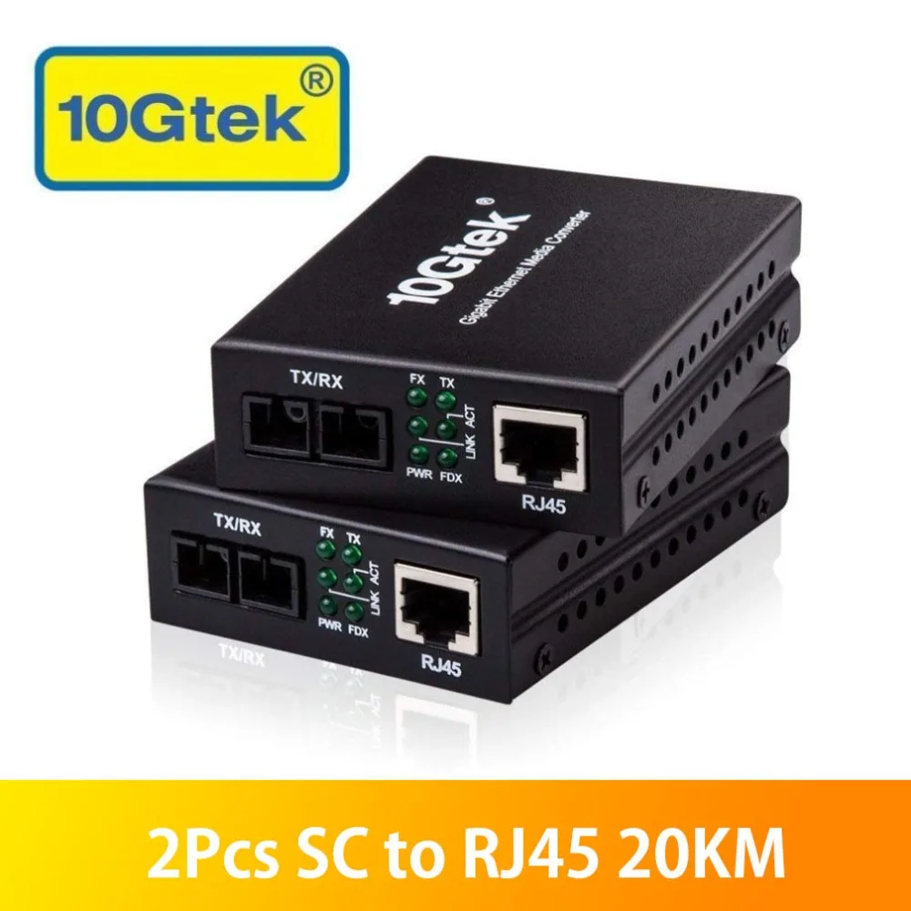 Pair of 20KM SC to RJ45 Gigabit Ethernet Media Converter Single Mode Dual SC Fiber 1000Base-LX to 10/100/1000Base-Tx, 1310nm SMF
Pair of 20KM SC to RJ45 Gigabit Ethernet Media Converter Single Mode Dual SC Fiber 1000Base-LX to 10/100/1000Base-Tx, 1310nm SMF