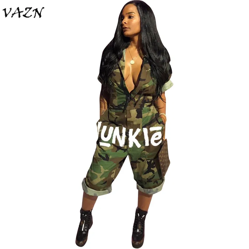 VAZN Top Quality New Design 2018 Military Style Women Jumpsuit Camouflage Zipper Half Sleeve Calf-Length Bodycon Romper LS6078
VAZN Top Quality New Design 2018 Military Style Women Jumpsuit Camouflage Zipper Half Sleeve Calf-Length Bodycon Romper LS6078