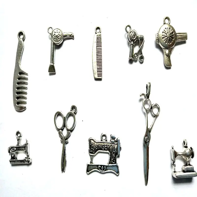 Comb Hair Dryer Sewing Machine Scissors Charms Vintage Silver Alloy Pendant For Jewelry Making Bracelets Handmade Accessories
Comb Hair Dryer Sewing Machine Scissors Charms Vintage Silver Alloy Pendant For Jewelry Making Bracelets Handmade Accessories