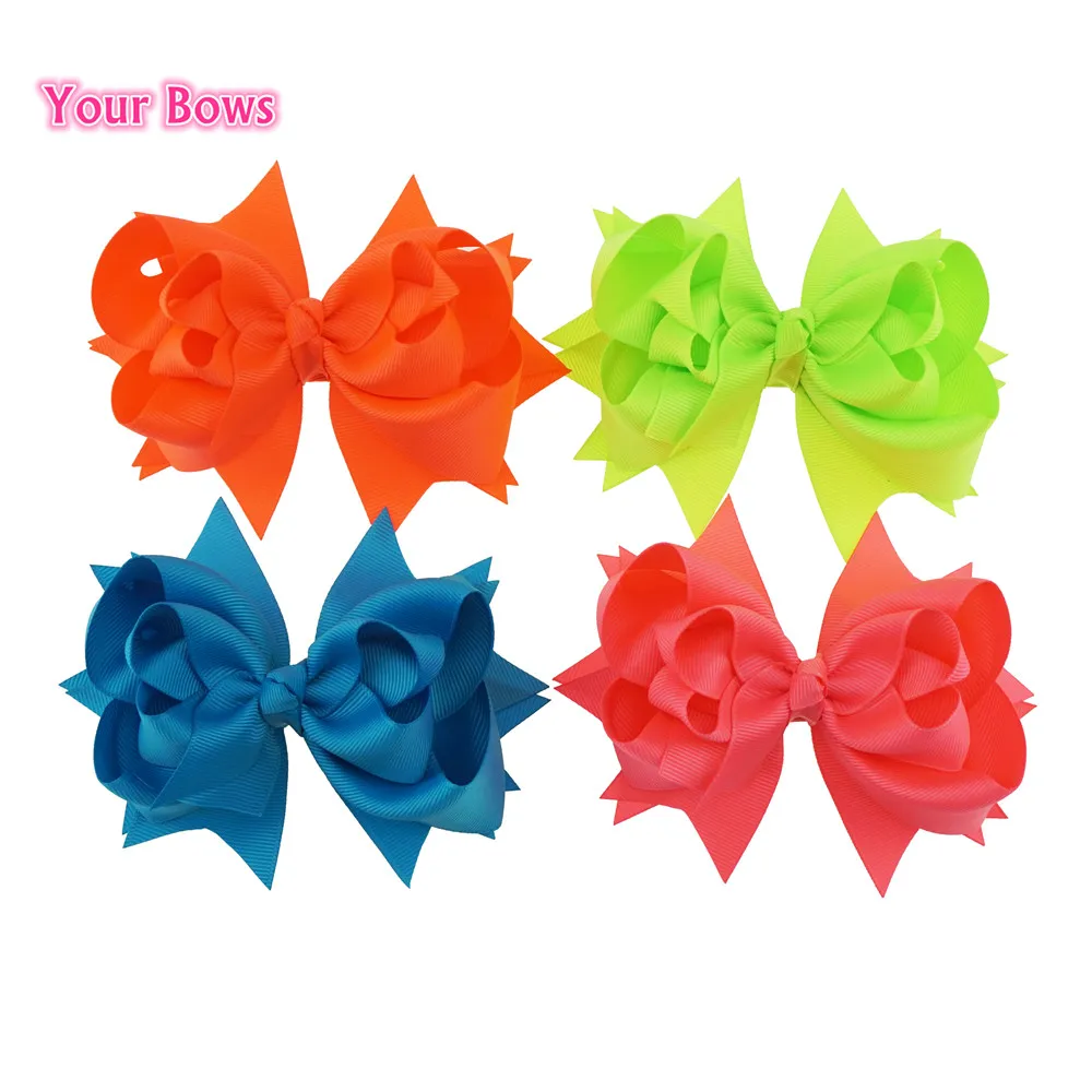 5.5/" Handmade Hairbows Baby Girl Toddler Alligator Clip Grosgrain Ribbon 16pcs