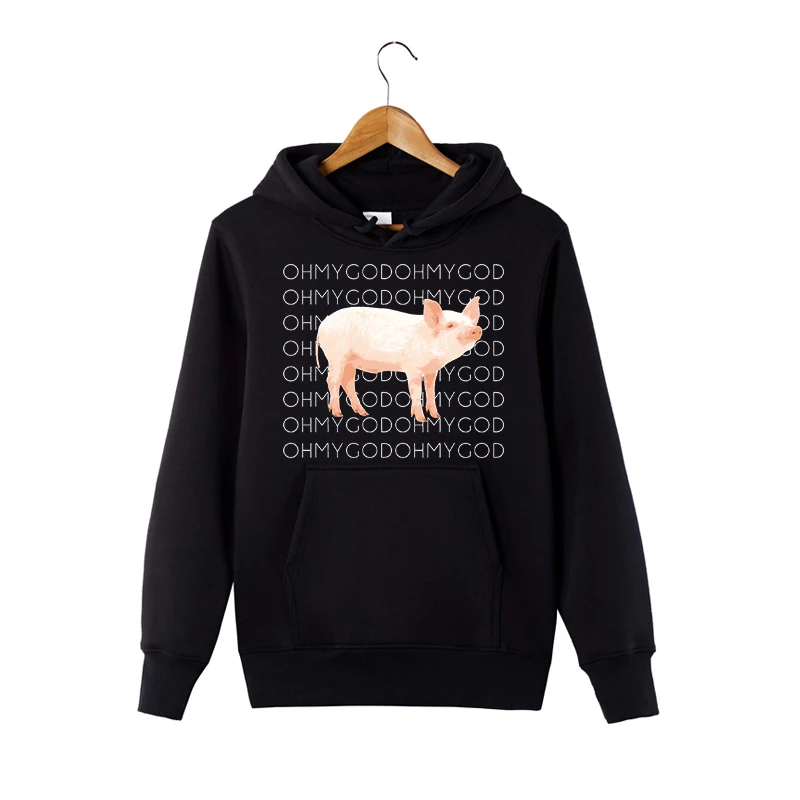 2018 Новая мода Oh My God Pig Толстовка Забавный Графический свитер Молодежный пуловер с