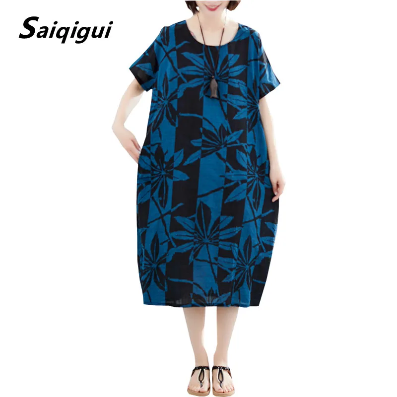 Saiqigui 2019 spring summer dress A-Line women dress casual Loose vintage large size Cotton linen dress vestidos robe femme
Saiqigui 2019 spring summer dress A-Line women dress casual Loose vintage large size Cotton linen dress vestidos robe femme