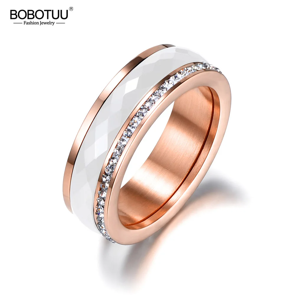 BOBOTUU Classic Titanium Steel White Ceramics Rings Jewelry Gold Color Cubic Zirconia Wedding Engagement Rings For Women BR18056
BOBOTUU Classic Titanium Steel White Ceramics Rings Jewelry Gold Color Cubic Zirconia Wedding Engagement Rings For Women BR18056