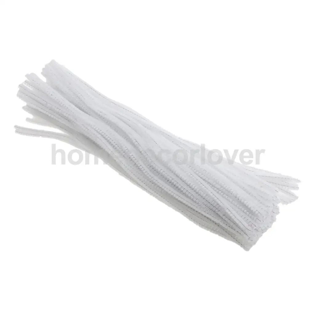 100 Pieces Chenille Stems Pipe Cleaners Kids Craft Twist Rods White & Black