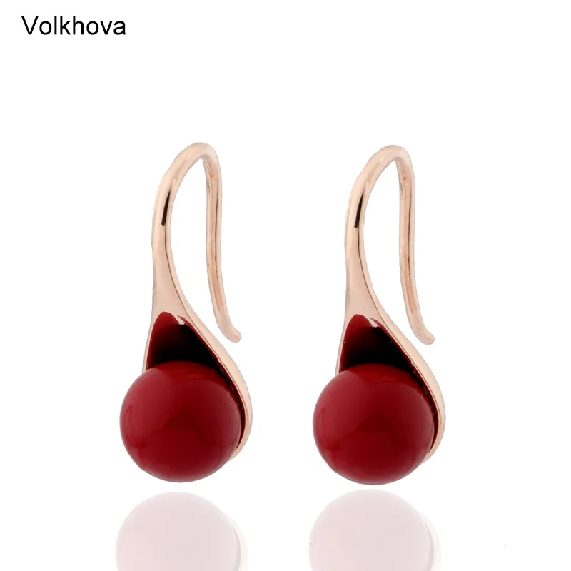 Free Shipping Fashion Jewelry Wholesale 585 Rose Gold Color Earrings Imitation Pearl Drop for Women Girls Gift | Украшения и