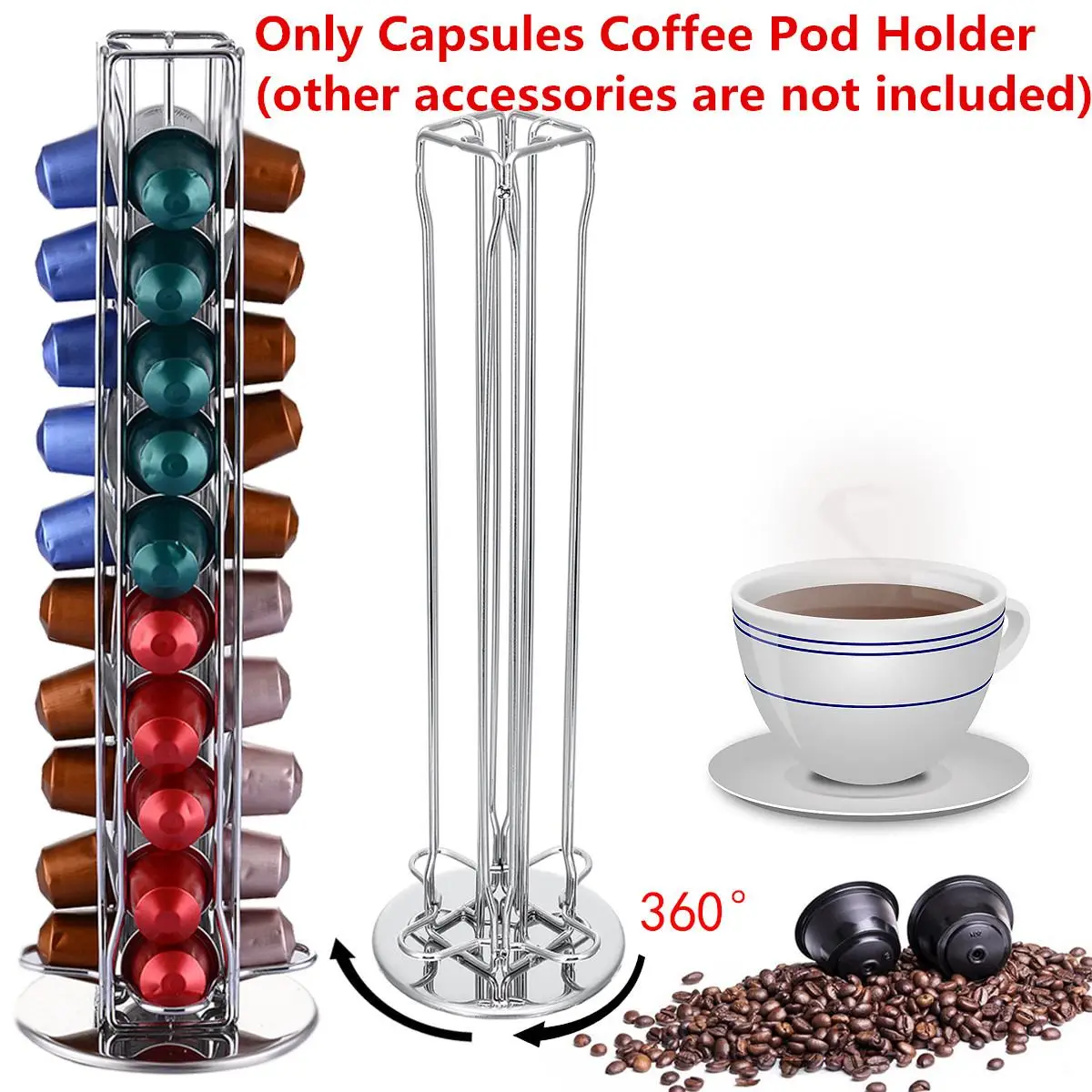 360° Rotating 40 Capsule Coffee Pod Holder Capsules Dispensing Tower Stand Fits for Nespresso Capsule Storage Coffee Stand
360° Rotating 40 Capsule Coffee Pod Holder Capsules Dispensing Tower Stand Fits for Nespresso Capsule Storage Coffee Stand