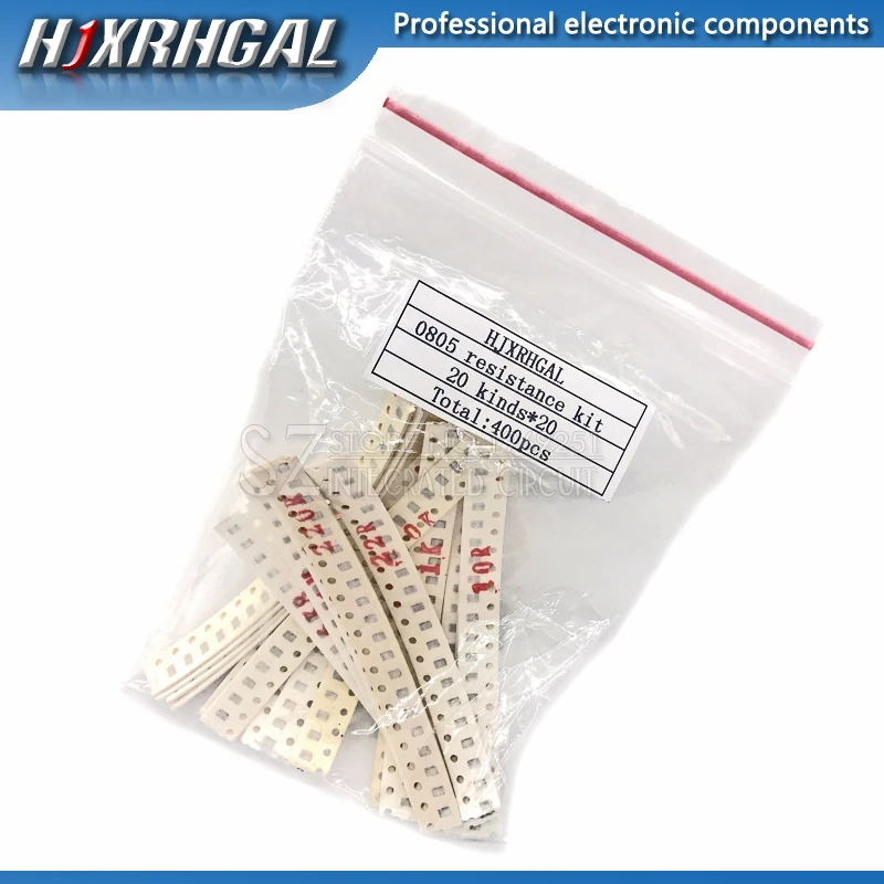 

20Value * 20PCS =400PCS 0805 SMD Resistor Kit 1% 1/8W (10 ohm~1M ohm) component diy samples kit new and original hjxrhgal