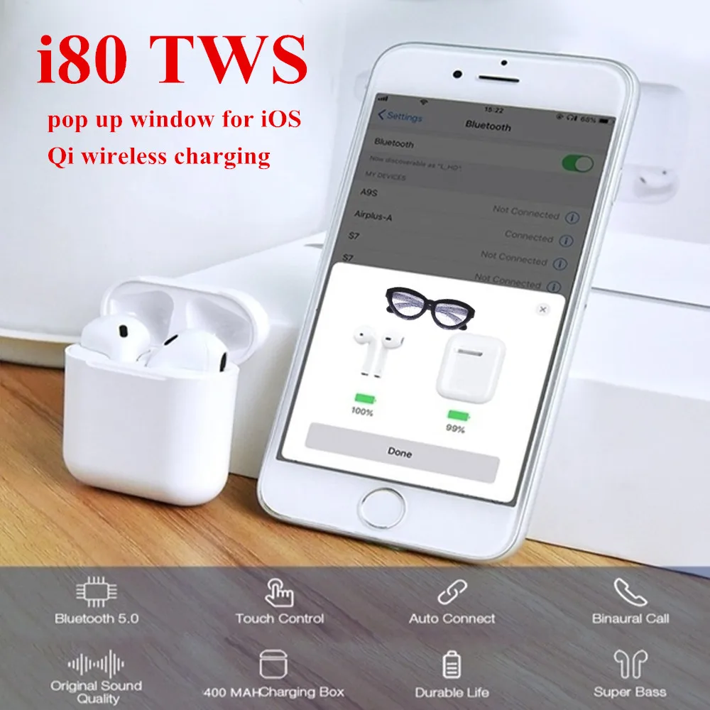 2019 Newest i80 TWS Mini 1:1 Size Pop up Window for iOS Bluetooth 5.0 Support Wireless Charging for Drop Shipping PK i10 i20 i30
2019 Newest i80 TWS Mini 1:1 Size Pop up Window for iOS Bluetooth 5.0 Support Wireless Charging for Drop Shipping PK i10 i20 i30