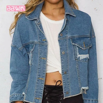 2018 autumn new retro lapel loose denim clothing raw edge pocket irregular short denim jacket female
2018 autumn new retro lapel loose denim clothing raw edge pocket irregular short denim jacket female