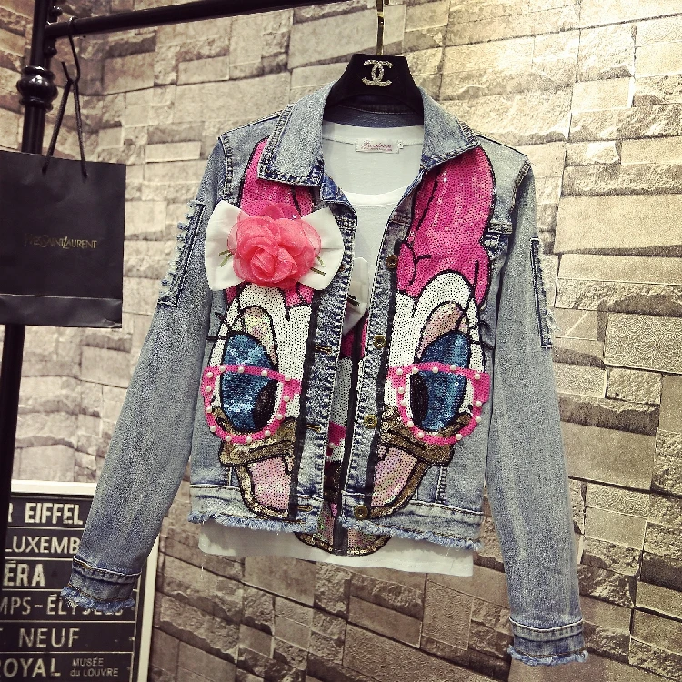 2019 Spring Autumn Women Pink Bead Cartoon Sequins Cowboy Coat Student Girls Jeans Jacket Slim Denim Coat Short Jacket Outwear
2019 Spring Autumn Women Pink Bead Cartoon Sequins Cowboy Coat Student Girls Jeans Jacket Slim Denim Coat Short Jacket Outwear