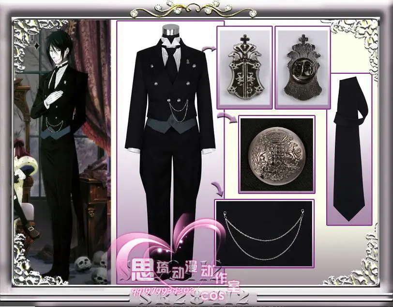 Black Butler 2 Kuroshitsuji Sebastian Michaelis Cosplay Costume Uniform Outfit Anime +Track
Black Butler 2 Kuroshitsuji Sebastian Michaelis Cosplay Costume Uniform Outfit Anime +Track