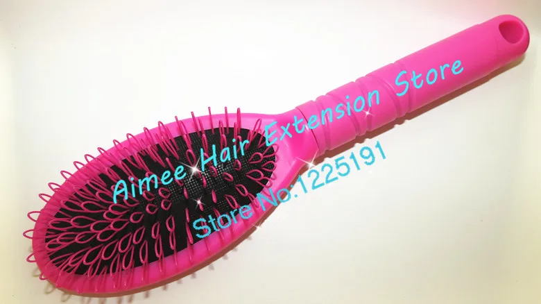 

2pcs Pink Plastic loop comb for hair extensions professional easy brush wavy hair salon tools princess kate's secret