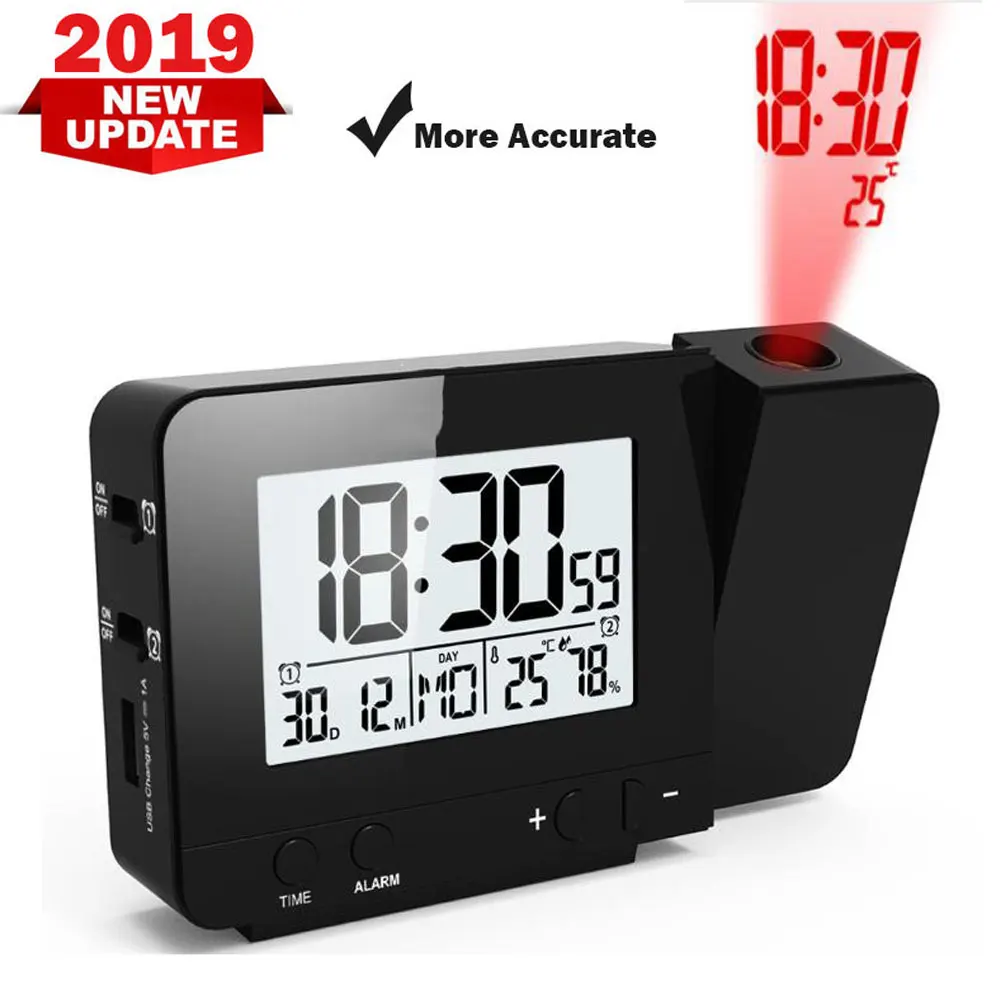 Projection Alarm Clock Digital Date Snooze Function Back Projector Desk Table Led Clock With Time Projection USB Charge
Projection Alarm Clock Digital Date Snooze Function Back Projector Desk Table Led Clock With Time Projection USB Charge