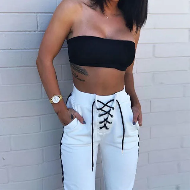 2018 Fashion Women Two Stripe Sweatpants Autumn Casual Spliced Side Stripe Runner Pants Cuffed Track Pencil Pants Black White
2018 Fashion Women Two Stripe Sweatpants Autumn Casual Spliced Side Stripe Runner Pants Cuffed Track Pencil Pants Black White