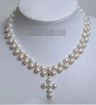 feel shipping 00026 Charm 2 Rows Genuine White Pearl 18KWGP Cross Pendant Necklace
feel shipping 00026 Charm 2 Rows Genuine White Pearl 18KWGP Cross Pendant Necklace