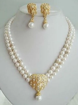 Charming 2 Rows 8-10mm White Shell Pearl Necklace Earrings Jewelry Set AAA style>Lovely Women's Wedding Jewelry Pretty
Charming 2 Rows 8-10mm White Shell Pearl Necklace Earrings Jewelry Set AAA style>Lovely Women's Wedding Jewelry Pretty