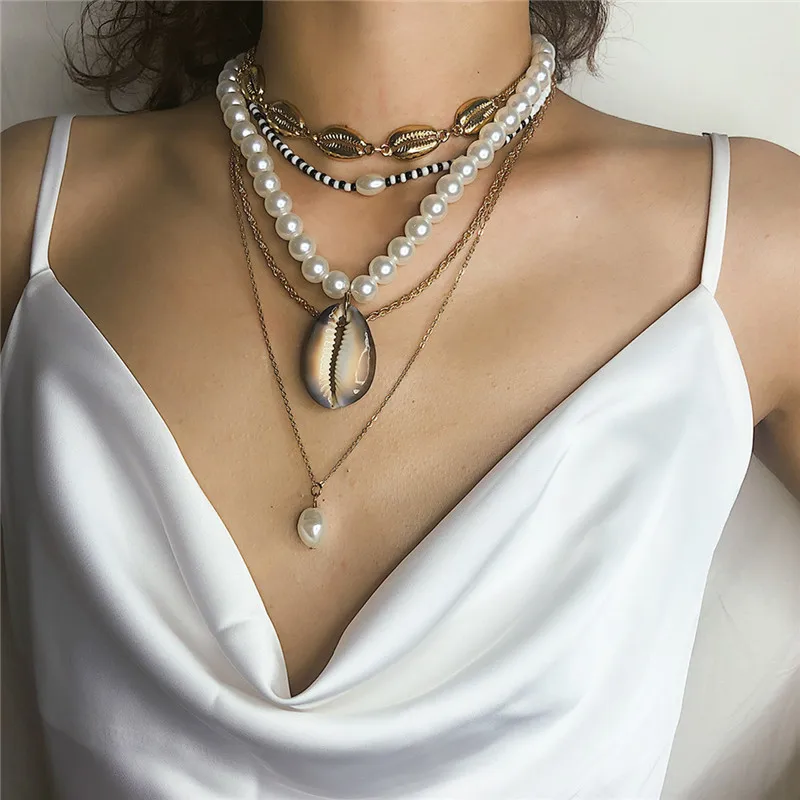 AE-CANFLY European Multi-layer Pearl Big Shell Necklace Simple Geometric Necklace for Women Accessories Gift
AE-CANFLY European Multi-layer Pearl Big Shell Necklace Simple Geometric Necklace for Women Accessories Gift