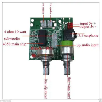 5V 20W 2.1 Channel 3D Surround Digital Stereo Class D Amplifier Board for PC, MP3, cell phone
5V 20W 2.1 Channel 3D Surround Digital Stereo Class D Amplifier Board for PC, MP3, cell phone