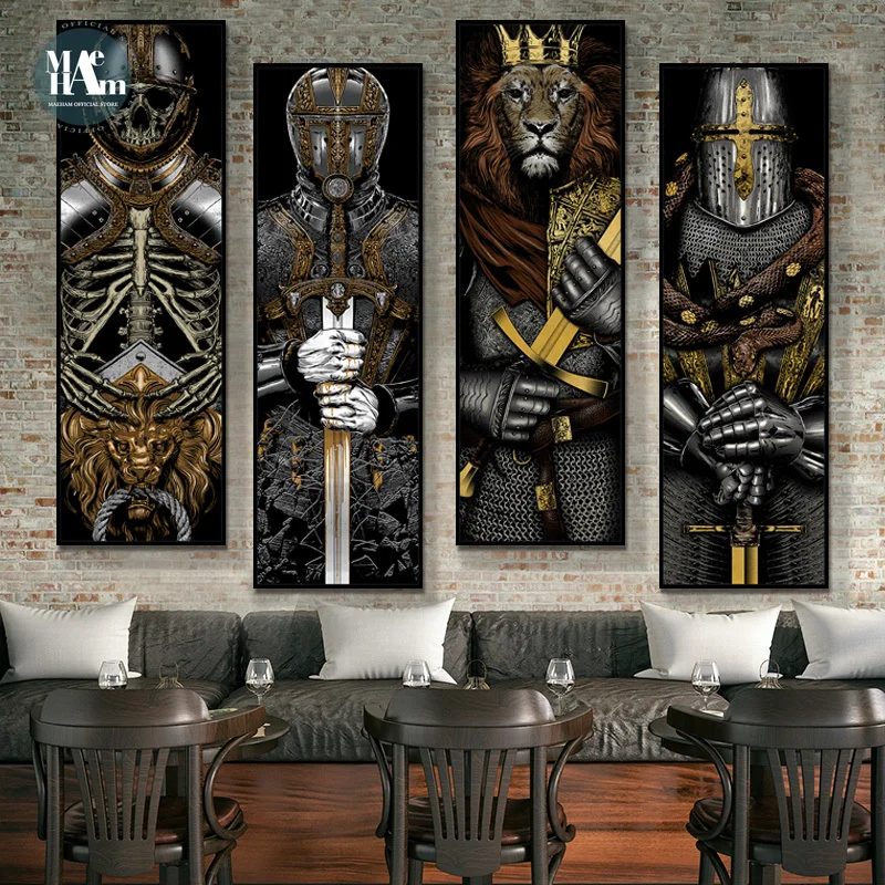 Nordic samurai lion Posters and Prints Canvas Art Painting Wall Art personality Decorative Picture Industrial Loft style Decor
Nordic samurai lion Posters and Prints Canvas Art Painting Wall Art personality Decorative Picture Industrial Loft style Decor