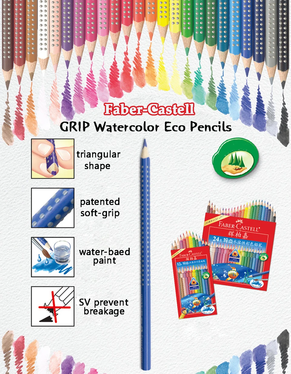 Faber-Castell 12 Grip Colored Ecopencils