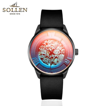 SOLLEN Top Brand Men's Mechanical Watch Wterproof Silicone Strap Skeleton Automatic Watch Men Luminous Sport Watches for Men 
SOLLEN Top Brand Men's Mechanical Watch Wterproof Silicone Strap Skeleton Automatic Watch Men Luminous Sport Watches for Men