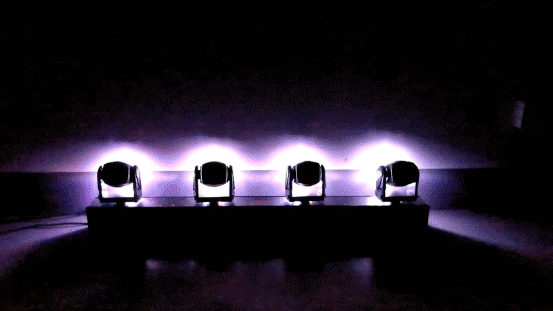 An example of DMX controlled moving light heads