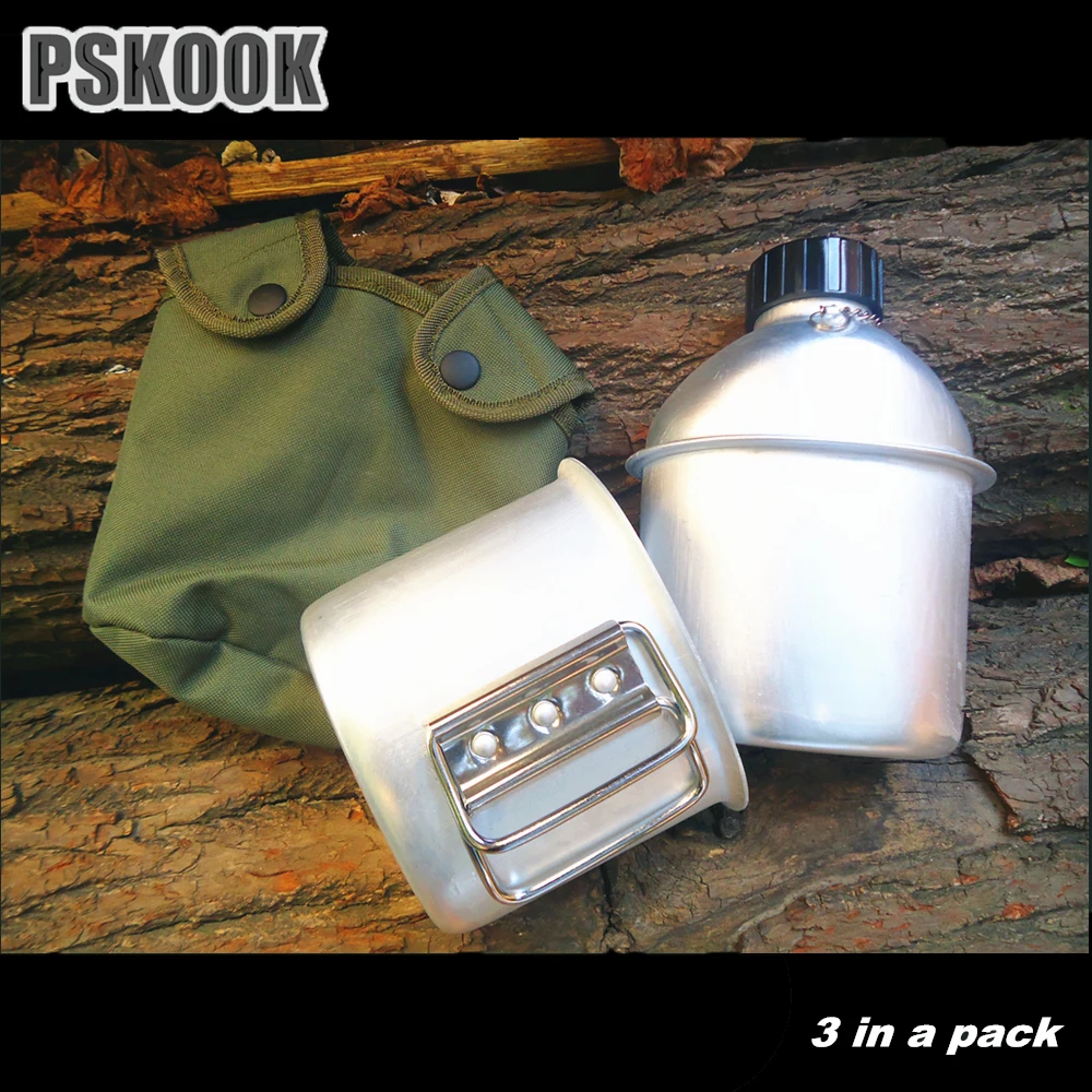 PSKOOK Outdoor Canteen Aluminum Military Water Bottle Army Hanging Bag Bottle Cup Camping Cooking Set Lunch Box 1set
PSKOOK Outdoor Canteen Aluminum Military Water Bottle Army Hanging Bag Bottle Cup Camping Cooking Set Lunch Box 1set
