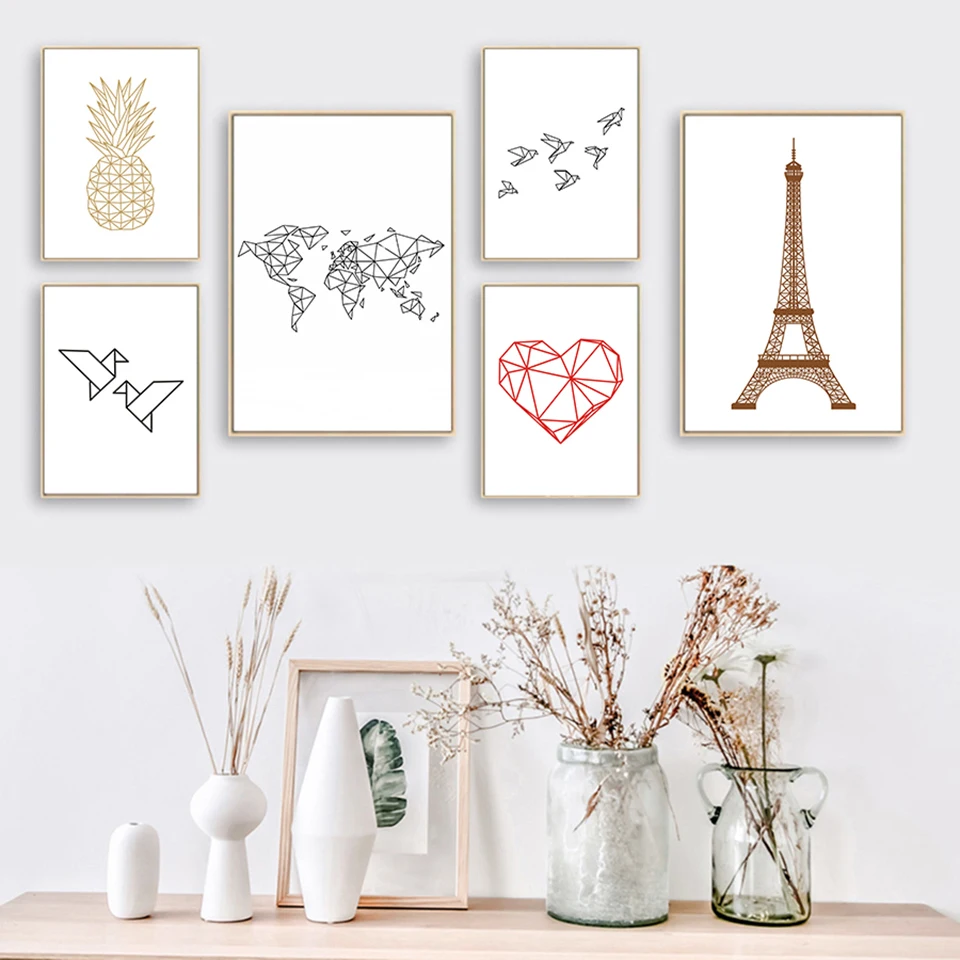 Canvas Nordic Picture Home Decor Geometry Paris Tower Bird Heart Painting Wall Art Print Simple Poster Modular For Living Room
Canvas Nordic Picture Home Decor Geometry Paris Tower Bird Heart Painting Wall Art Print Simple Poster Modular For Living Room