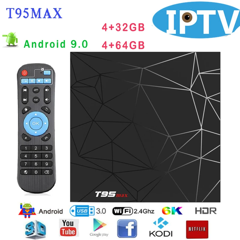 IPTV TV Box Android 9.0 4GB 32GB 64GB T95 Max Smart TV BOX H6 Quad Core 6K HDR 2.4GHz Wifi Google Player T95MAX Set Top TV Box
IPTV TV Box Android 9.0 4GB 32GB 64GB T95 Max Smart TV BOX H6 Quad Core 6K HDR 2.4GHz Wifi Google Player T95MAX Set Top TV Box